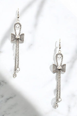 BOW ACCENT CHAIN DANGLE EARRING