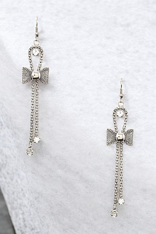 BOW ACCENT CHAIN DANGLE EARRING