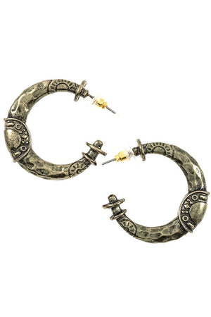 Sun Etched Detail Semi Hoop Earring