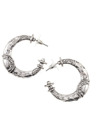 Sun Etched Detail Semi Hoop Earring