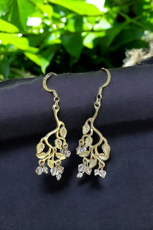 Leaf Branch Gemstone Dangle Earring