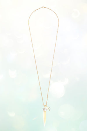 TUSK CROSS PENDANT LONG NECKLACE
