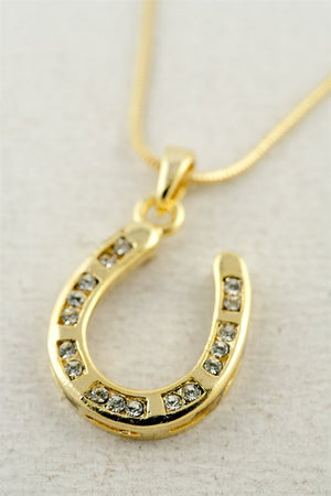 Lucky Diamond HorseShoe Pendant Necklace