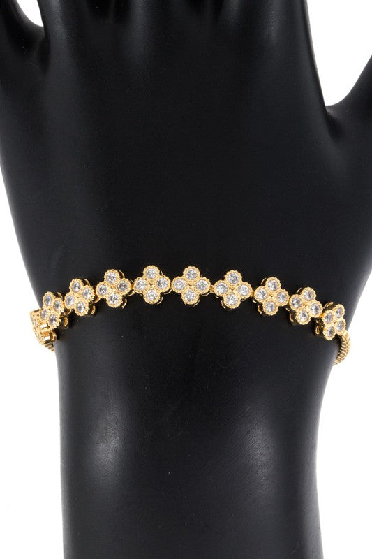 CZ Stone Flower Slider Bracelet