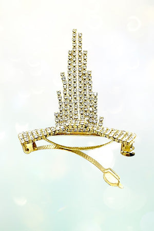 RHINESTONE PAVE BOW FRINGE HAIR CLIP