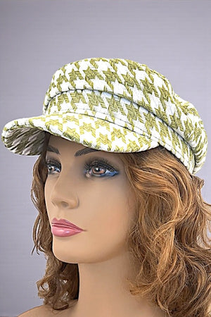 HOUNDSTOOTH PATTERN NEWSBOY HAT