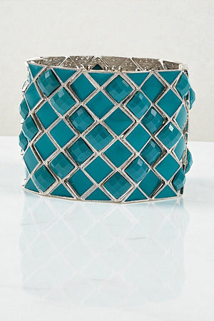 FACETED DIAMOND LINK STRETCH BRACELET