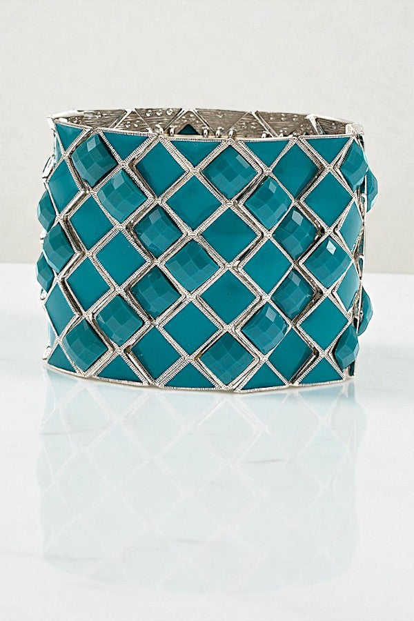 FACETED DIAMOND LINK STRETCH BRACELET