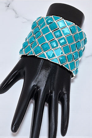 FACETED DIAMOND LINK STRETCH BRACELET