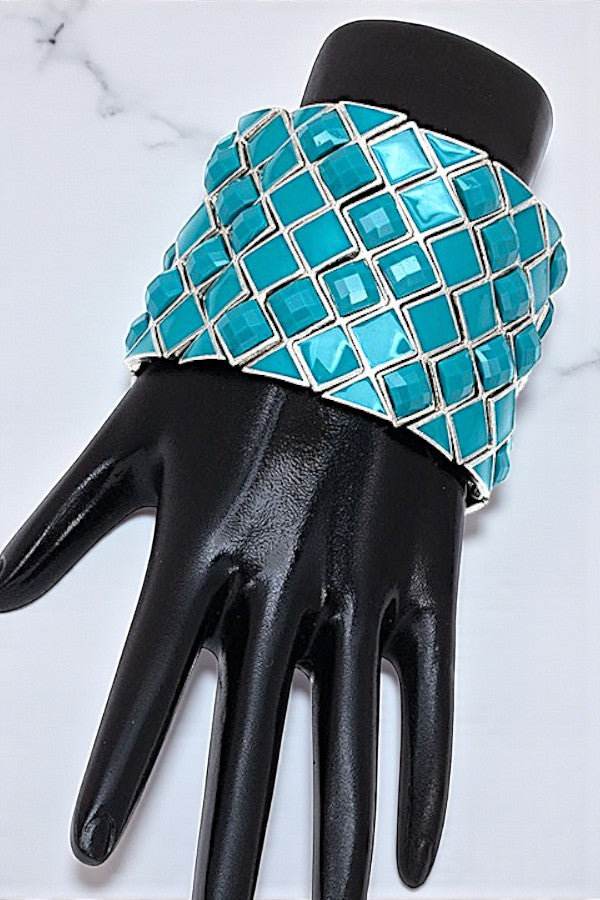 FACETED DIAMOND LINK STRETCH BRACELET