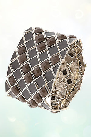 FACETED DIAMOND LINK STRETCH BRACELET