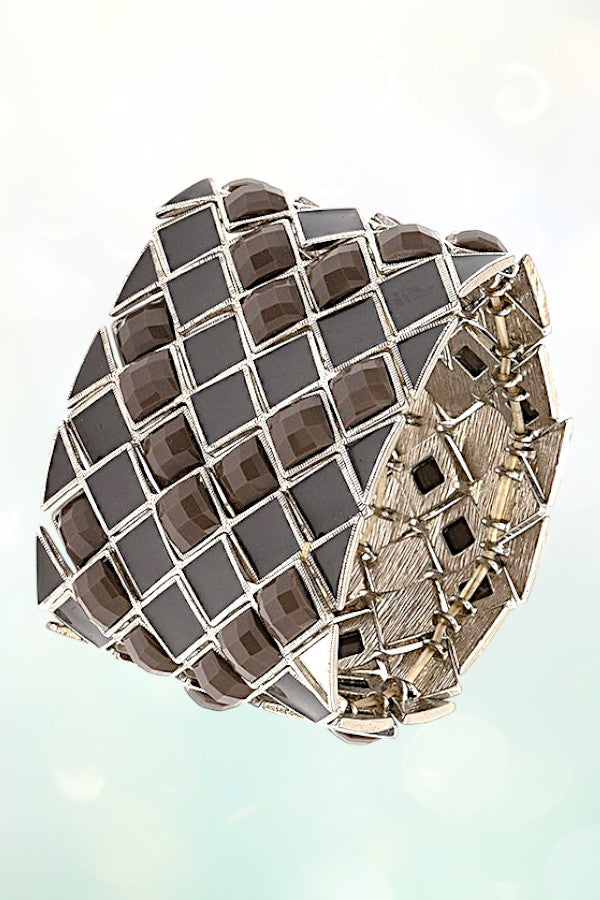 FACETED DIAMOND LINK STRETCH BRACELET