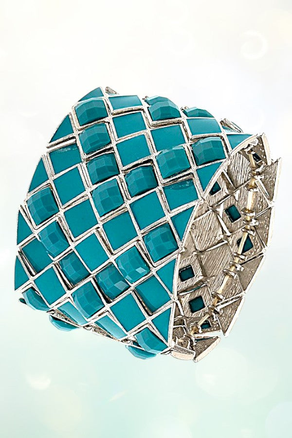 FACETED DIAMOND LINK STRETCH BRACELET