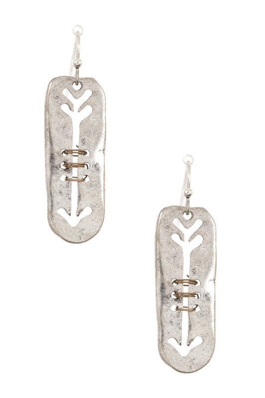 Etched Arrow Accent Dangle Earring