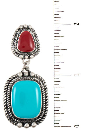 Double Faux Gem Drop Earring