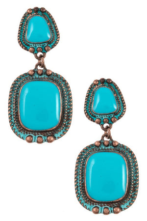 Double Faux Gem Drop Earring