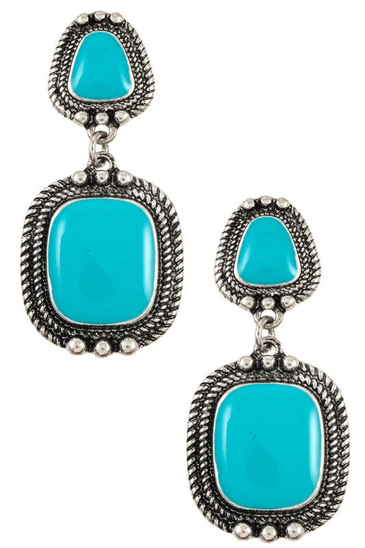 Double Faux Gem Drop Earring