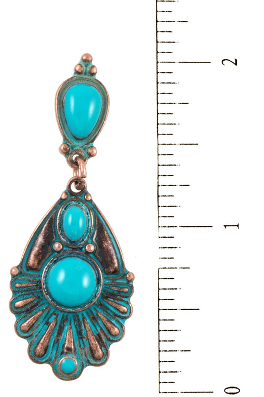 Faux Gem Drop Ornate Dangle Earring