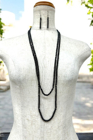 PEARL AND GLASS BEAD LONG NECKLACE SET