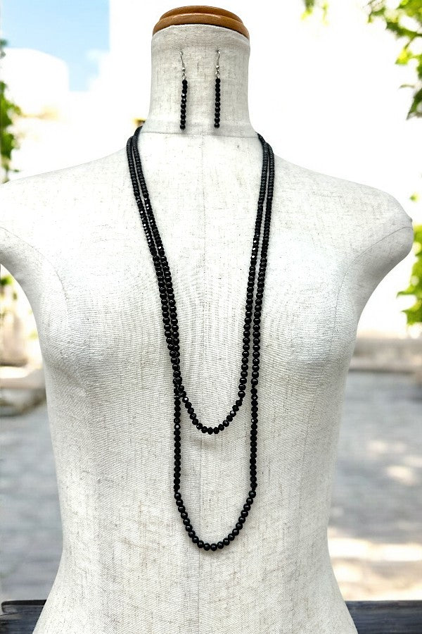 PEARL AND GLASS BEAD LONG NECKLACE SET