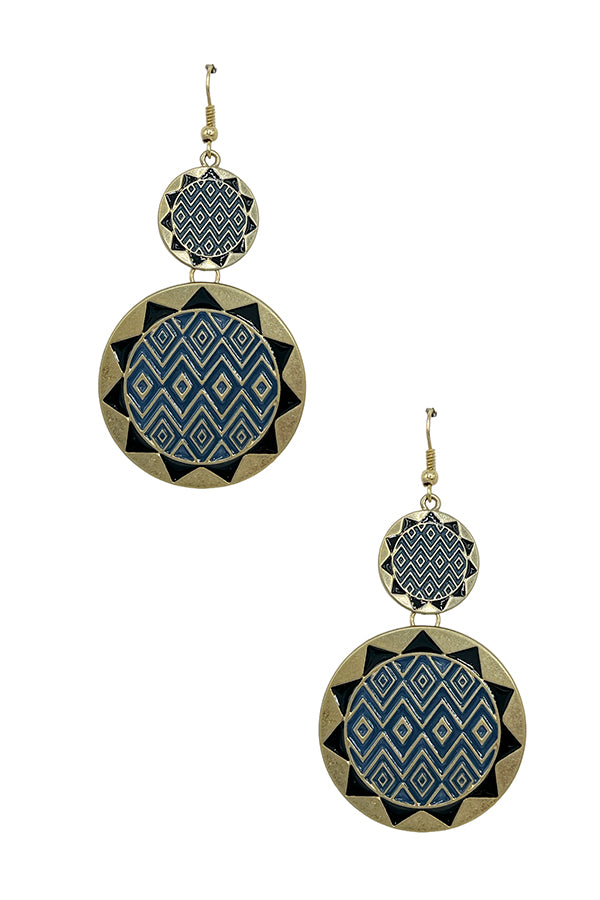 Sunburst Detail Drop Disk Earring