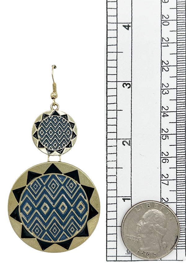 Sunburst Detail Drop Disk Earring