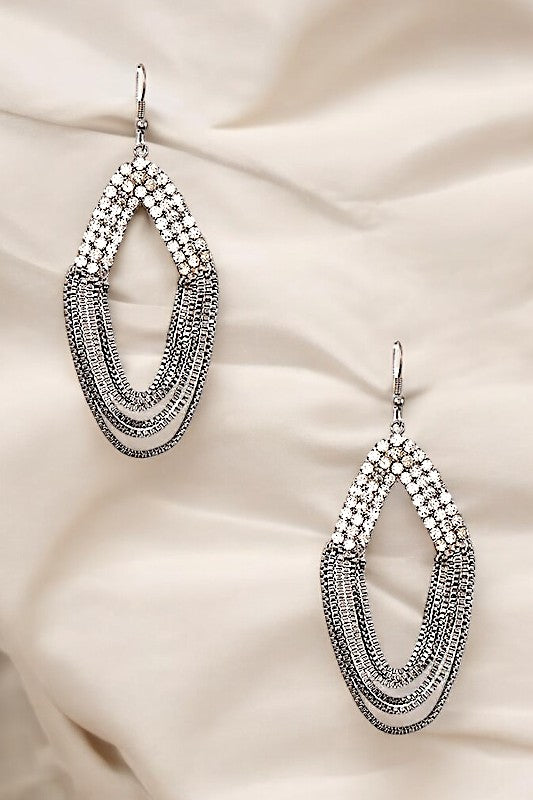 Rhinestone Layered Chain Drop Dangle Earring