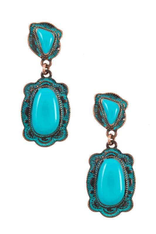 Faux Gem Double Link Earring