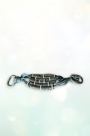 Vintage style gunmetal tone mini rings with rhinestone accents multi strap petite bracelet