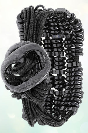 Vintage style gunmetal tone mini rings with rhinestone accents multi strap petite bracelet