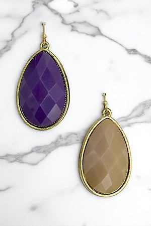 Dual Colored Teardrop Faceted Dangle Earring