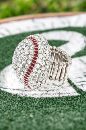 Baseball Rhinestone Stretch Ring