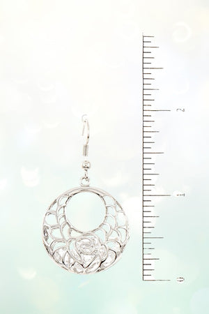 CRYSTAL GEMSTONES FILLED ROUND FILIGREE DANGLE EARRING
