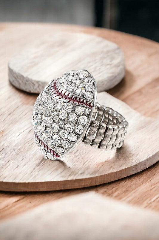 Rhinestone Baseball Ring