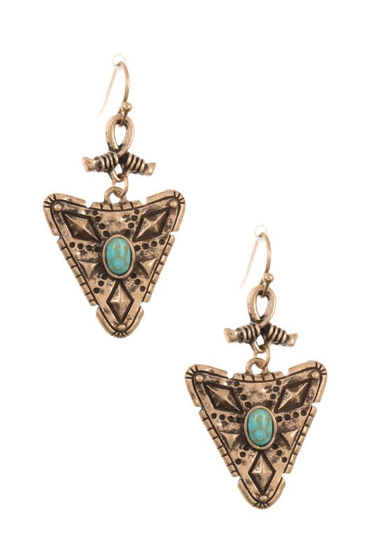 ETCHED ARROWHEAD DROP DANGLE EARRING