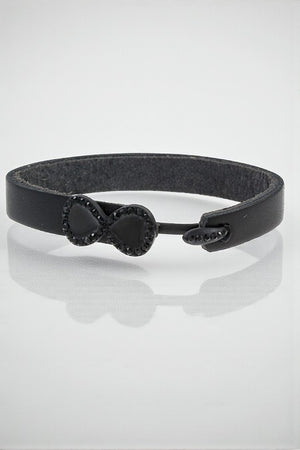 RHINESTONE INFINITY LEATHER BRACELET