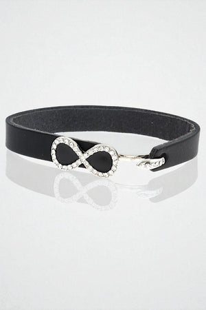 RHINESTONE INFINITY LEATHER BRACELET