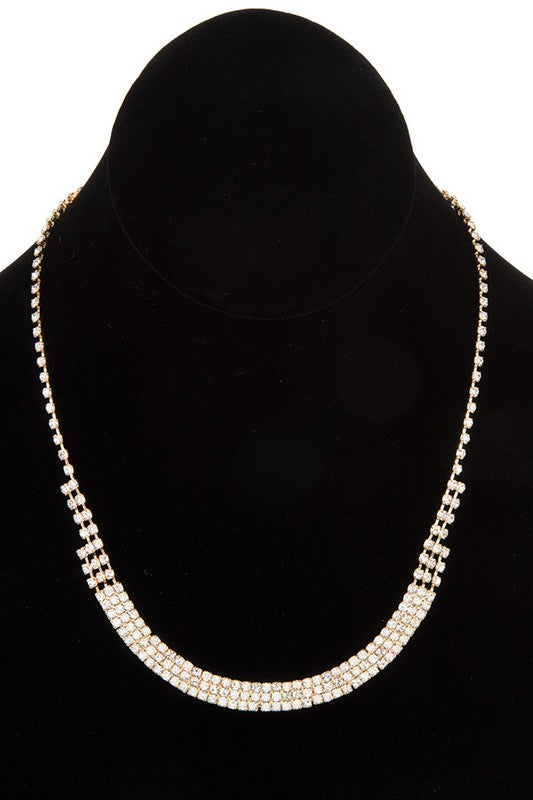 RHINESTONE CURVED PAVE PENDANT NECKLACE