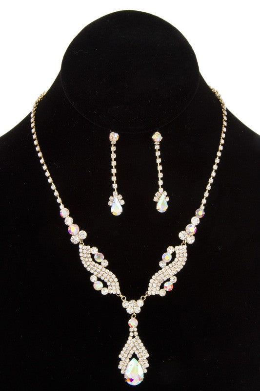 RHINESTONE SWIRL DETAILED EVENING NECKLACE SET