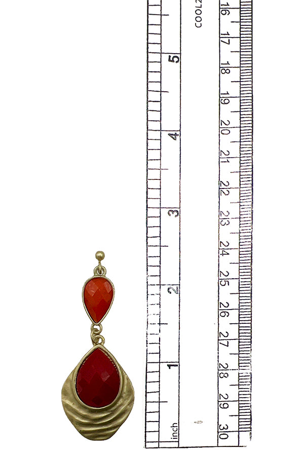 Faceted Stone Drop Earring