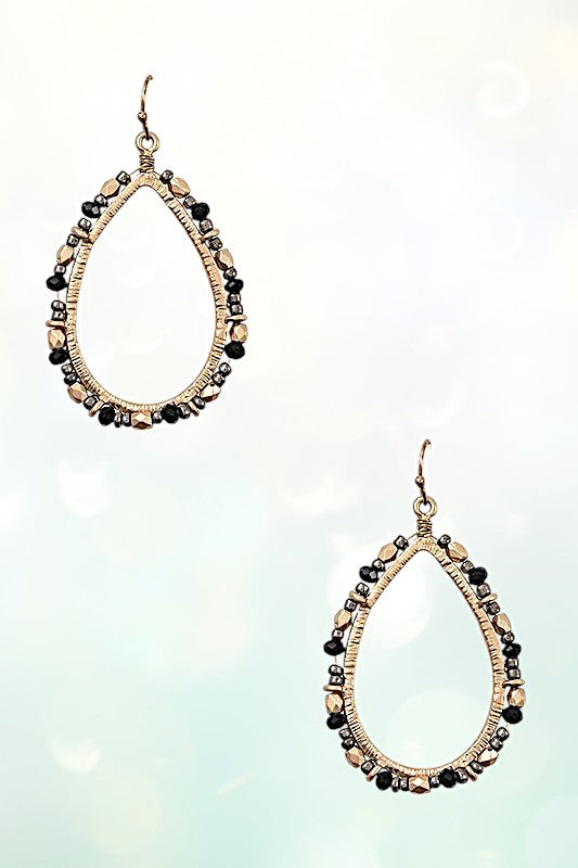 BEADED TEARDROP DANGLE EARRING