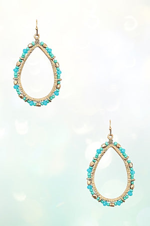 BEADED TEARDROP DANGLE EARRING