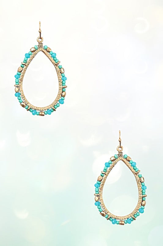 BEADED TEARDROP DANGLE EARRING