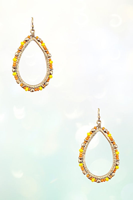 BEADED TEARDROP DANGLE EARRING