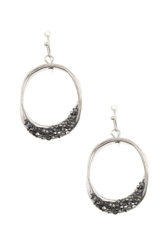 TIP GEM PAVE DANGLE EARRING