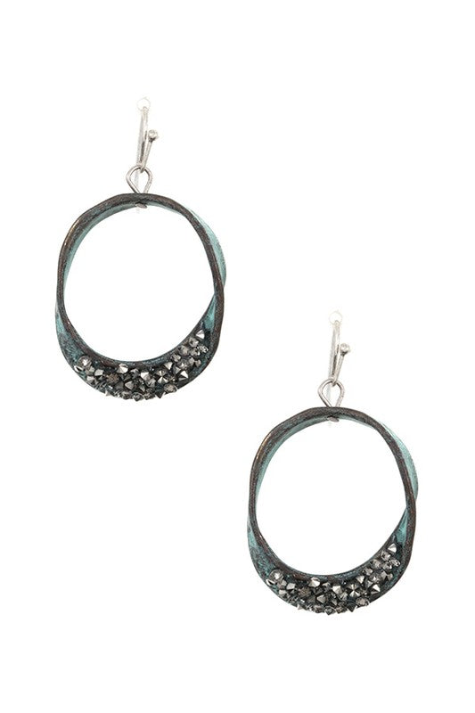 TIP GEM PAVE DANGLE EARRING