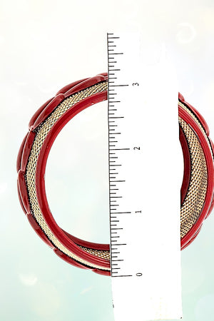MESH CHAIN ACCENT WIDE BANGLE BRACELET