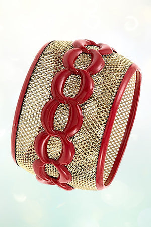 MESH CHAIN ACCENT WIDE BANGLE BRACELET