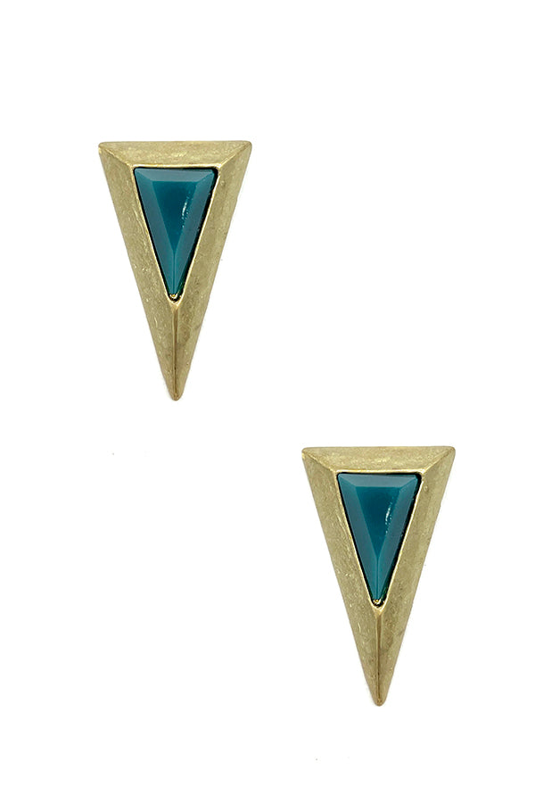 Faceted Triangle Post Earring