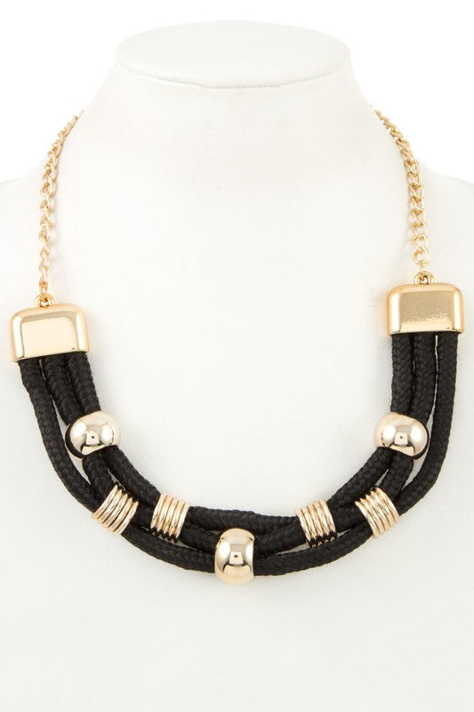 Triple Rope with Metal Accent Necklace
